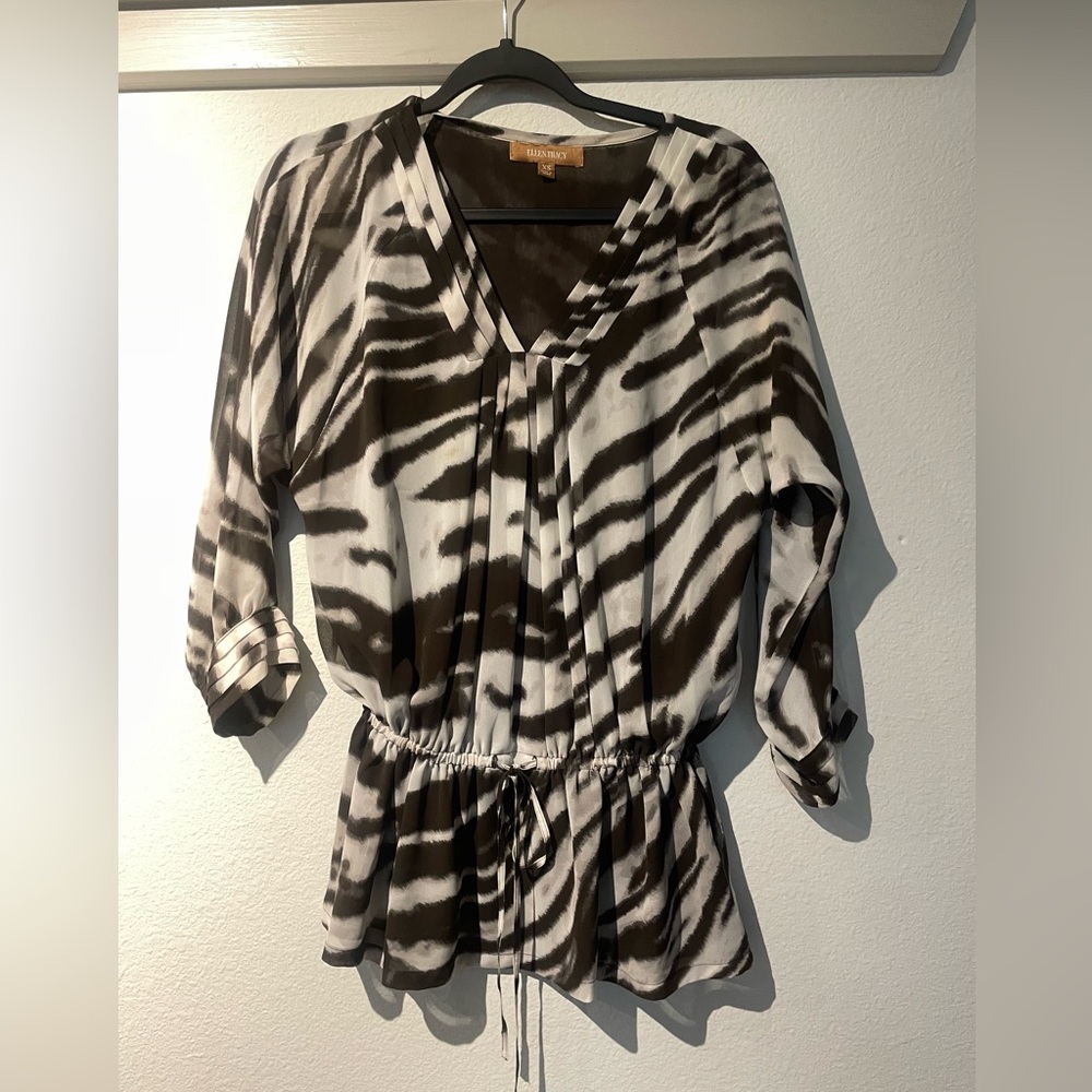 Brown and White Zebra Print Women's Top